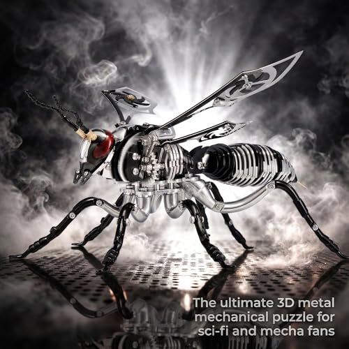 3D Metal Puzzles for Adults, Mechanical Bee Insect Model Kit - color: Bee-black