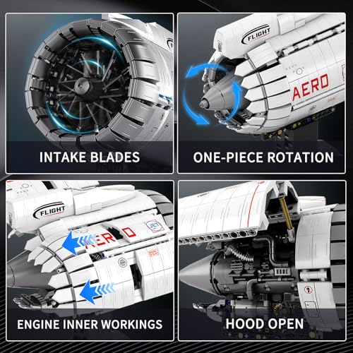 HIGH GODO Aircraft Engine Building Kit that Works, Aircraft Turbofan Engine Model Kit with Motor, Build Your Own Engine Kit, STEM Project for Teens Adults 14+ (1786 PCS)