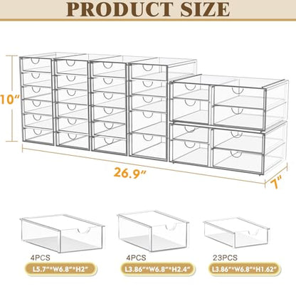 YFXCVSL 6-Pack Acrylic 31-Drawer Storage & Makeup Organizer for Desk - size: 31 Drawers
