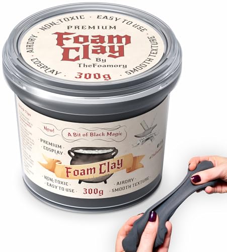 The Foamory Black Cosplay Foam Clay (300g) High Density Air Dry Craft Clay - color: Black, size: 300g
