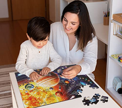 Solar System Space Kids Jigsaw Puzzles - 100 Piece Science Educational Toys for Ages 4-8 Boys & Girls - 8 Planets - color: Solar System