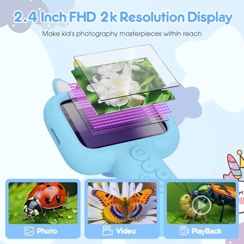 2.4" Screen Kids Microscope, 4K Handheld Digital Microscope - color: Blue