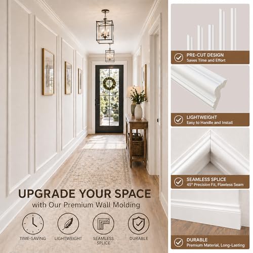 SMARTSTANDARD Precut Wall Molding Kit, Ready to Assemble, 3 Frames, Style2 - color: White: 3 Frames, Style2