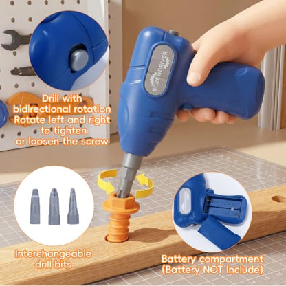 Drill Building Set for Kids 172 Pcs Construction Tools for Kids with Toolbox,Kids Construction Building STEM Toy for Boys Girls Birthday Gifts