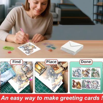 DDGYP 6pk Gnomes Diamond Art Cards w/Envelopes, DIY Xmas Kit for Adults - color: Dwarf 3