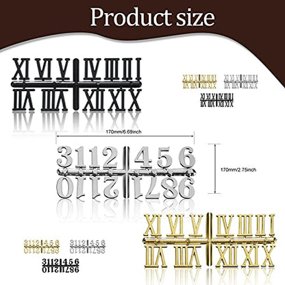 Kigeli 6 Pieces Quartz DIY Wall Clock, 6 Clock Numerals Kit, Movement Mechanism Battery Operated Clock Motor Kit with 8 Different Pairs of Hands for DIY Clock Repair