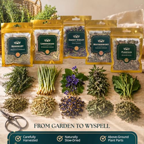Wyspell 40 Pcs Dried Herbs and Flowers for Witchcraft, Candle & Soap Making