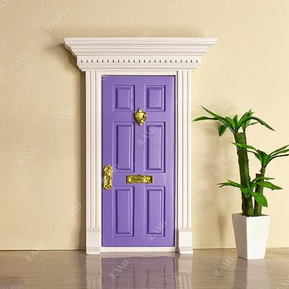 iLAND Dollhouse Door on 1 12 Scale, Unfinished Paintable Neoclassical Wooden Door w/Metal Handle, Mail Slot, Key & Knocker, Miniature Building Supplies Dollhouse Furniture & Decor - style: Neoclassical Mini Door