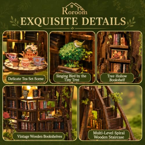 Roroom DIY Miniature House Kit, Woodland Treehouse Dollhouse Kit - color: Forest Tea Book Club
