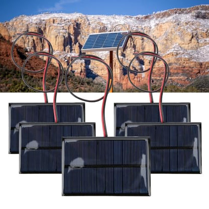 5Pcs 5V 150mA Solar Panel Modules Polycrystalline Silicon Weatherproof Charging Panels with 30cm Wires for DIY Solar Lights/Chargers