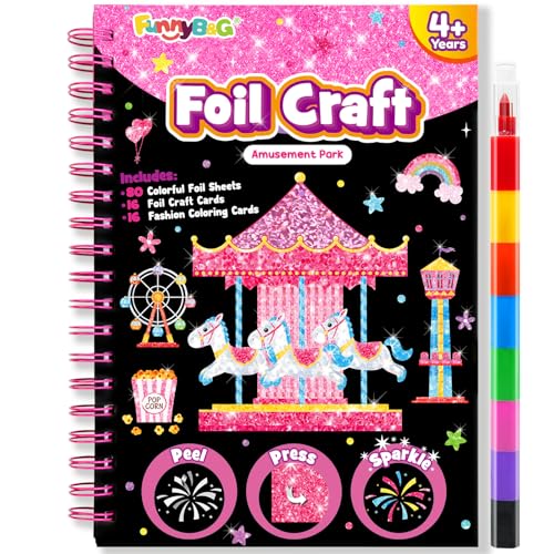FUNNYB&G Foil Art Craft Kit for Kids, Sparkly Birthday Gift Toy for Girls - style: Amusement Park