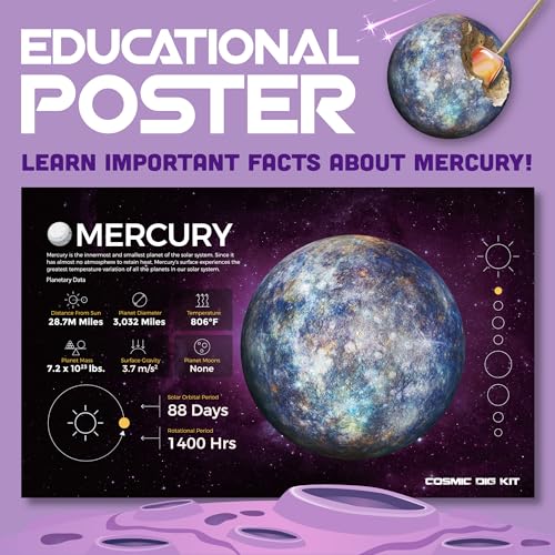 Cosmic Dig Kit by Big Discoveries - Explore the Planets of the Solar System with Gem & Fossil Excavation Kits for Kids | STEM Toy Science Dig Kits with Gemstones for Boys and Girls - style: Mercury