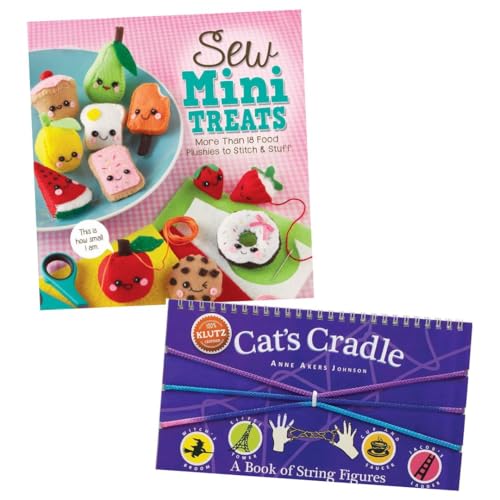 Klutz Sew Mini Treats Craft Kit and Cat's Cradle String Figures Book Set, DIY Food Plushies and Classic String Games