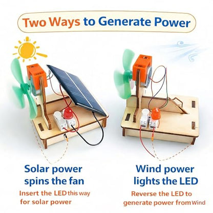 Solar Fan Wind Generator STEM Kit for Kids 8-12, Solar Power LED Experiment