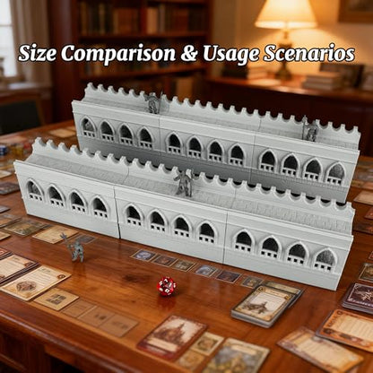 AUSPDICE DND Terrain 25mm Unpainted Medieval City Walls, 6-Piece RPG Set - color: Af1104 E City Walls 1