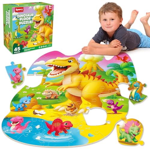 SYNARRY Dinosaur Floor Puzzles for Kids Ages 3-5 Large 45-Piece - style: Dinosaur