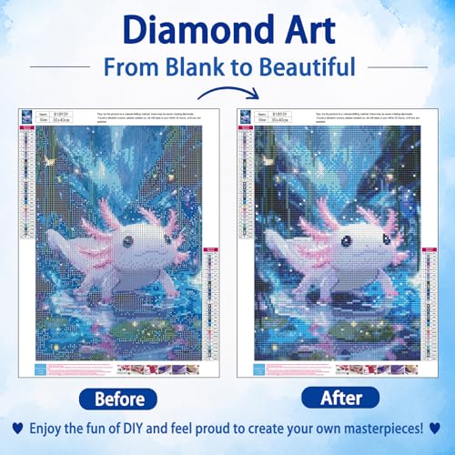 AUKELHJ Axolotl Diamond Art Kits for Adults, Diamond Painting, 12x16 Inch - color: 05-Axolotl, size: 12X16 inch