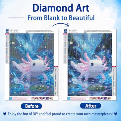AUKELHJ Axolotl Diamond Art Kits for Adults, Diamond Painting, 12x16 Inch - color: 05-Axolotl, size: 12X16 inch