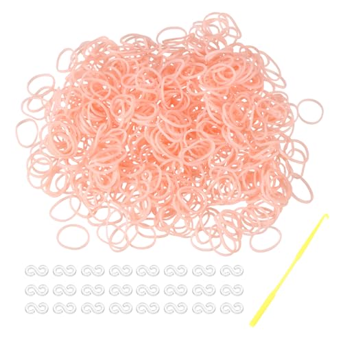 MECCANIXITY 600 Pcs Loom Rubber Bands Kit with 25 Pcs S-Clips 1-Hook Rubber Bands Refill Bracelet Making Kits for Weaving DIY Handcrafts Gift, Beige - color: Beige