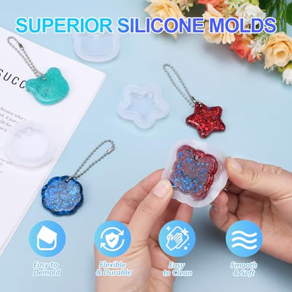 KISREL 200g UV Resin Kit with Light and Molds, 8 LED Beads Resin Kit - size: UV200g+8Lamp Beads