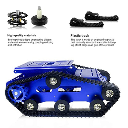 Smart Robot Car Chassis Kit Aluminum Alloy Big Tank Chassis with 2WD Motors for Jetson Nano/Raspberry Pi/Arduino DIY STEM Education Projects and ROS Research (Blue, with DC Motor) - color: Blue