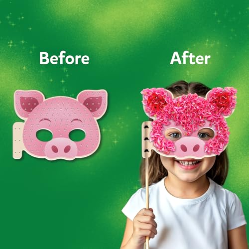 Skillmatics Poke-in Art – Animal Masks, Wood Craft Kit, Gift for Kids - style: 9. Animal Masks