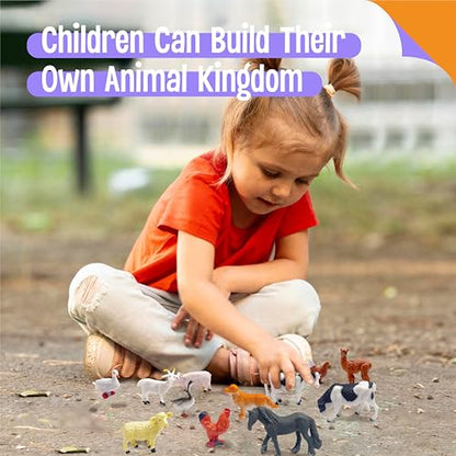 12 Farm Animal Figurines for Kids, Plastic Animal Toys Tiny Portable Farm Creature Figures Playset Montessori Toys Educational Game for Homeschool Preschool Toddler Kids - style: Farm animals (excluding cards)