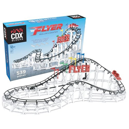 CDX Blocks: Flyer - 539 Pieces, Building Brick Set, Gravity Powered Roller Coaster Model, Promotes STEM Learning - style: Flyer