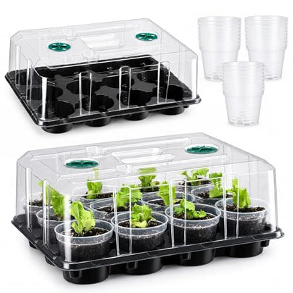 homenote 4 Inch Seed Starter Trays 2 Pack with Humidity Dome - size: 4 Inch, style: 2 Pack Tray+Nursery Pots+Humidity Dome
