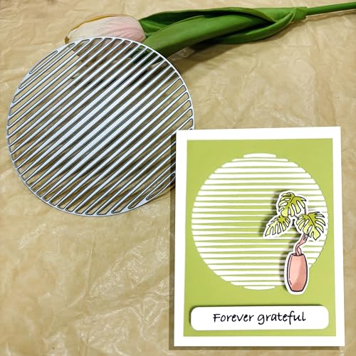 Lapoo Geometric Cutting Die for Scrapbooking - Durable, Cut Stencils for DIY Scrapbook Photo Album Decorative Paper Card, Card Making Supplies (Striped Circle 3.9 x 3.9 in) - style: Striped Circle 3.9 x 3.9 in