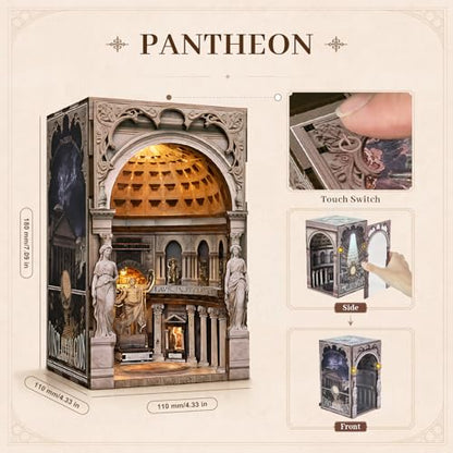 MiniCity 2-Piece Book Nook Kit Set, 3D Wooden Bookshelf Puzzle - color: Pantheon & Notre-dame Bacilica