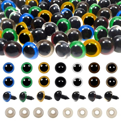 TOAOB 140pcs 12mm Colorful Plastic Safety Eyes Craft Eyes with Washers for Stuffed Animals Amigurumis Crochet Bears Dolls Making - size: 12mm