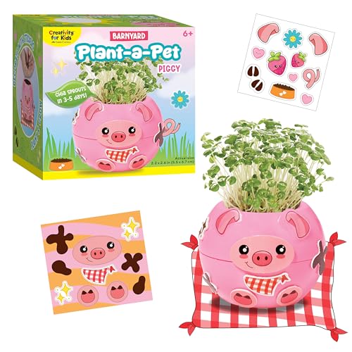 Creativity for Kids Plant-a-Pet Barnyard Pig Kit | Decorate, Plant & Grow Your Own Pet | Chia Seed Gardening Craft | Spring Crafts & Screen-Free Kids Activity (Ages 6+) - style: Pig