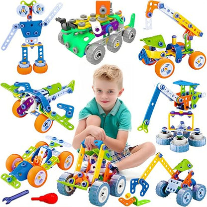 11 in 1 STEM Building Toys, 175 Pieces Construction Kit for Kids Ages 4-8