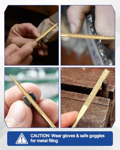 10 Pcs Needle File Set, Diamond Needle Files 4x160mm, Gold - color: Gold