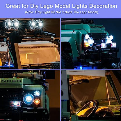 Upgraded Led Light Kit for Lego Icons Land Rover Classic Defender 90 Model Car Building Set, Remote Control Compatible with Lego 10317(Model Not Included) - style: Light Kit Lego 10317