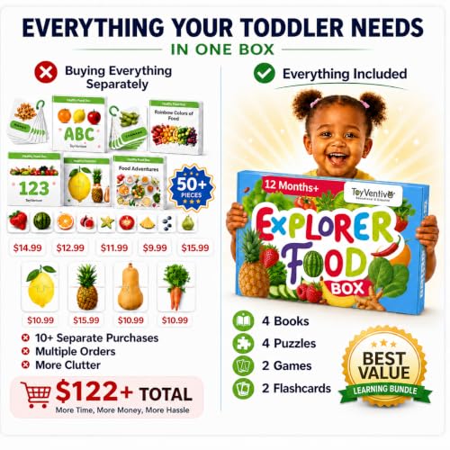TOYVENTIVE Preschool Activity Set for Boys – Educational Toddler Toys with Flashcards, Matching Games and Montessori Activity Cards for Visual Recognition and Play-Based Exploration – Ages 1 - color: Blue, size: Explorer Box