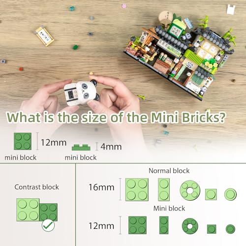 Street View Tea Shop Mini Building Blocks, MOC Creative Building Toys Cute Panda Animals Building Set for Girls 6-12, Simulation Architecture Construction Toy, Gift Idea for Kids Adults (860PCS) - style: Tea Shop