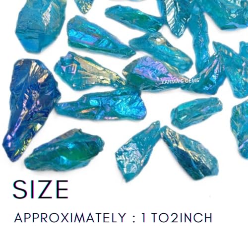 Crystals, Rocks, Jade, Crystals and Healing Stones, Witchcraft Supplies, Healing Crystals, Stones, Healing Stones, Rock Collection, Agate, Raw Stones (Aqua Aura Quartz, 2 Pcs) - color: Aqua Aura Quartz