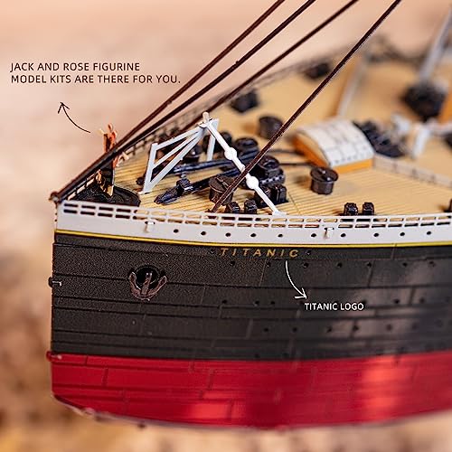 MU 3D Metal Puzzle for Adult Titanic Ship Model Building with LED Lighting, RMS Titanic Ocean Liner Metal Puzzle Model Kits Toys, Watercraft Home Desk Decor, 581pcs