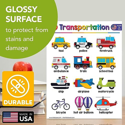 FoldCard Transportation Chart Educational Poster 8.5x11 5pk - color: Transportation