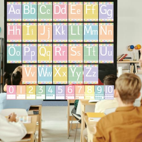 37 Pcs Pastel ABC Alphabet for Classroom Wall ABC Posters and 0-10 Number Cards Pastel Bulletin Board Letters Number Line for Classroom (Pastel ABC) - color: Pastel Abc