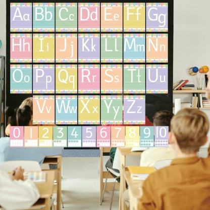 37 Pcs Pastel ABC Alphabet for Classroom Wall ABC Posters and 0-10 Number Cards Pastel Bulletin Board Letters Number Line for Classroom (Pastel ABC) - color: Pastel Abc