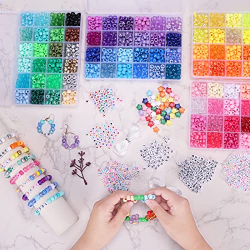 Quefe Bracelet Making Kit 96 Colors 3300pcs Pony Beads with Letter Beads - color: 96-color