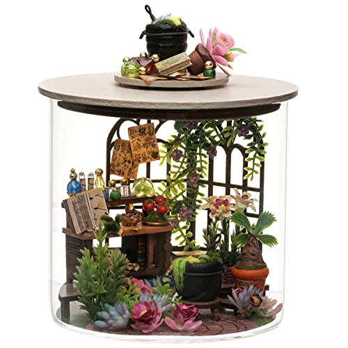 Flever Dollhouse Miniature DIY House Kit Creative Room Dream Bottle Series with Furniture for Romantic Valentine's Gift (Magic Garden) - color: Magic Garden