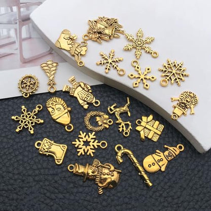 WOCRAFT 60pcs Antique Gold Christmas Bracelet Charms for Jewelry Making Sets DIY Necklace Bracelet Keychain Crafting Charms Kit Craft Supplies (SN826) - color: Antique Gold, size: Christmas Charms