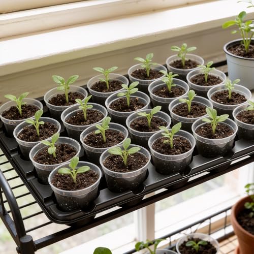 homenote 2 Pack 20 Cell Seed Starting Trays with 40 Clear 3 Inch Plant Pots - size: 3 Inch, style: 2 Pack Seed Starter Tray+Nursery Pots