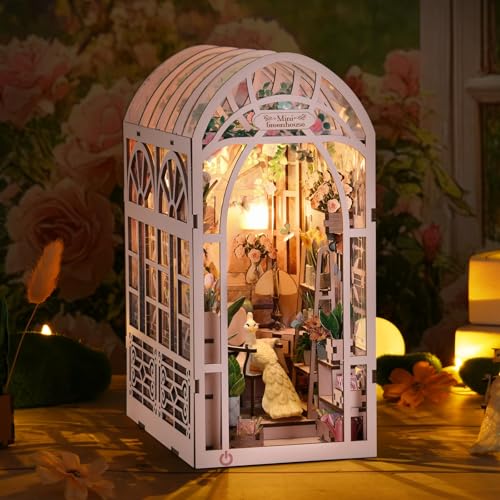 TOYQI Book Nook Kit, DIY Miniature Dollhouse Kit for Adults and Teens - color: Greenhouse