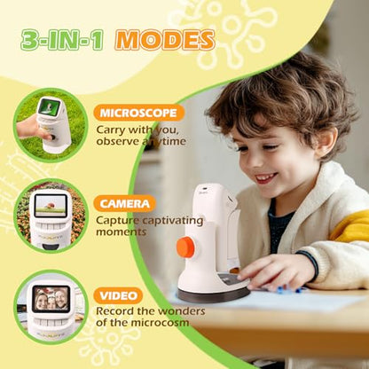 Handheld Digital Microscope for Kids, 1000X, 2.1'' HD LCD Screen