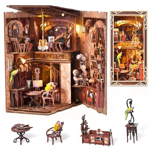 MiniCity Painter at Dusk Book Nook Kit, 3D Wooden Bookshelf Puzzle with LED - color: Painter's Day at Dusk